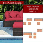 4-Piece Outdoor Wicker Sectional Sofa Set Rattan Patio Conversation Set with Cushions