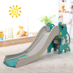 4-in-1 Toddler Climber Slide Playset with Long Slope, Basketball Hoop & Ring Toss, Indoor Outdoor Freestanding Slide for Kids Age 1-8