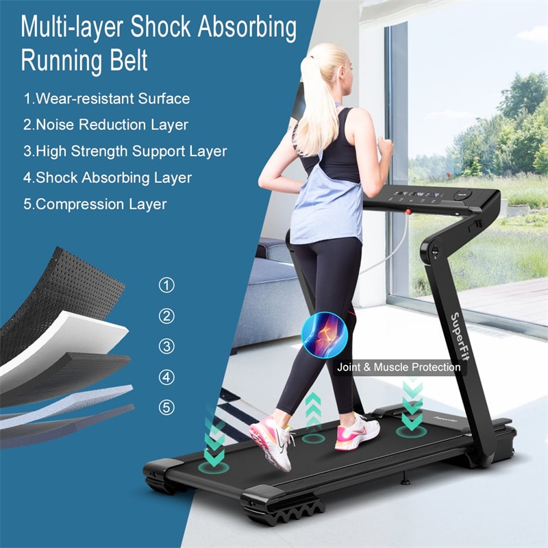 4.0HP Heavy Duty Electric Folding Treadmill Jogging Machine with LED Touch Screen Bluetooth Speaker