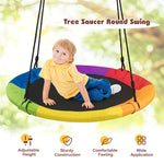 40" Kids Flying Saucer Tree Swing Outdoor Play Set with Adjustable Ropes