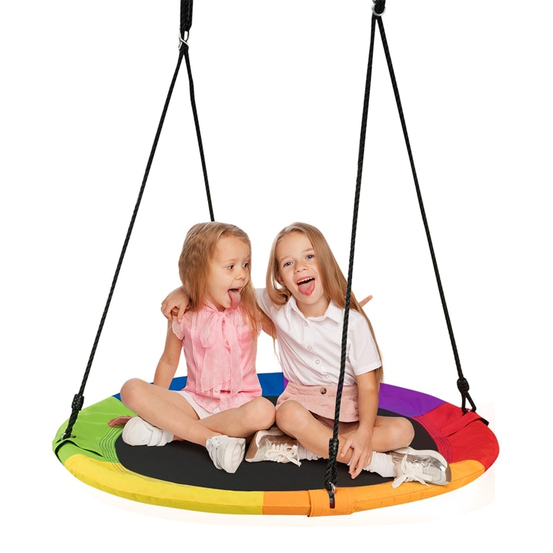 40" Kids Flying Saucer Tree Swing Outdoor Play Set with Adjustable Ropes