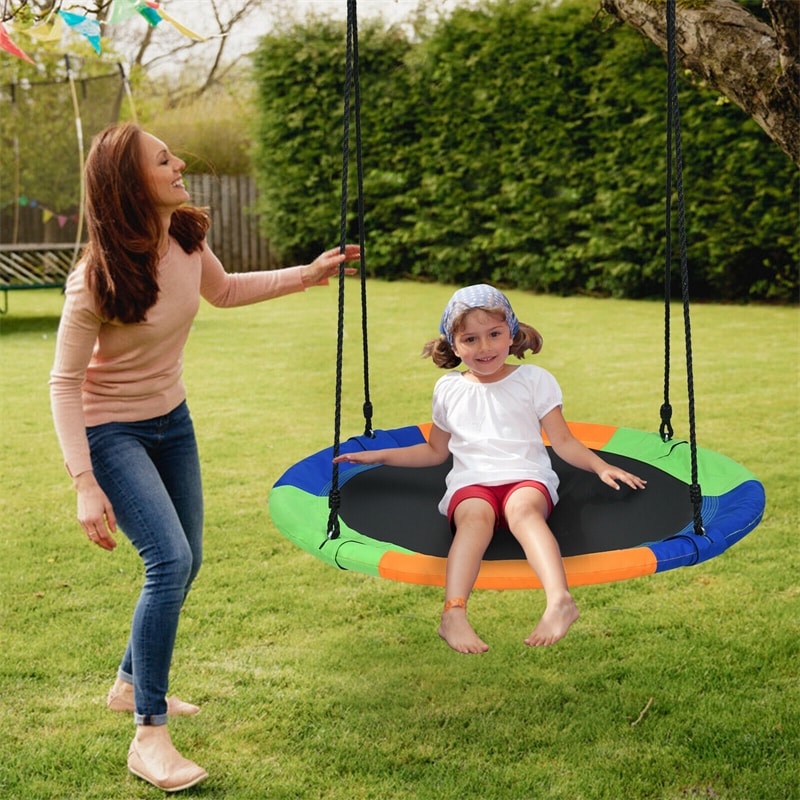 40" Kids Flying Saucer Tree Swing Outdoor Play Set with Adjustable Ropes