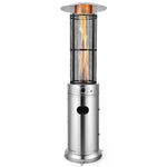 40,000 BTU Propane Patio Heater, Stainless Steel Round Glass Tube Standing Outdoor Heater with Wheels, Propane Gas Heater for Balcony Backyard Garden