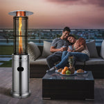 40,000 BTU Propane Patio Heater, Stainless Steel Round Glass Tube Standing Outdoor Heater with Wheels, Propane Gas Heater for Balcony Backyard Garden