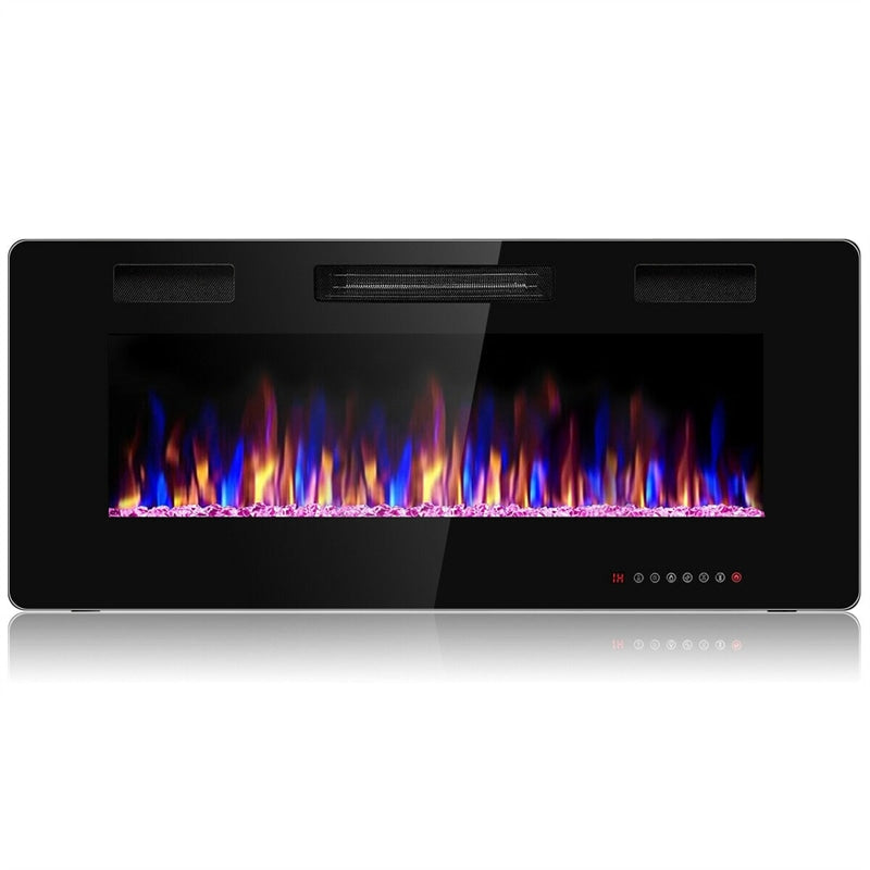 42" Recessed Electric Fireplace, Ultra-Thin In-Wall & Wall-Mounted Heater Insert with Adjustable Flame Color, Remote Control, Touch Screen, 750-1500W