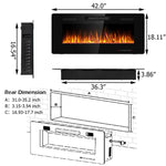 42" Recessed Electric Fireplace, Ultra-Thin In-Wall & Wall-Mounted Heater Insert with Adjustable Flame Color, Remote Control, Touch Screen, 750-1500W