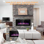 42" Recessed Electric Fireplace, Ultra-Thin In-Wall & Wall-Mounted Heater Insert with Adjustable Flame Color, Remote Control, Touch Screen, 750-1500W