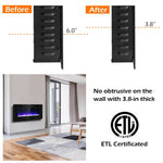 42" Recessed Electric Fireplace, Ultra-Thin In-Wall & Wall-Mounted Heater Insert with Adjustable Flame Color, Remote Control, Touch Screen, 750-1500W