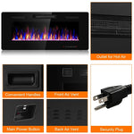 42" Recessed Electric Fireplace, Ultra-Thin In-Wall & Wall-Mounted Heater Insert with Adjustable Flame Color, Remote Control, Touch Screen, 750-1500W