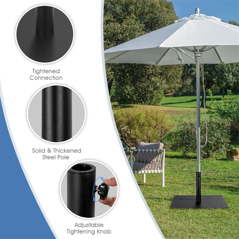 42LBS Heavy Duty Steel Umbrella Base 25" Square Patio Umbrella Base Stand Market Umbrella Holder with 3 Adapters for 1.6"-1.9" Umbrella Poles