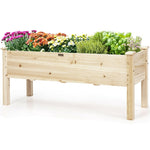 Wooden Raised Planter Box, Elevated Garden Bed with Legs & Drainage for Vegetables Flowers Herbs, Standing Garden Planter for Balcony Backyard Patio