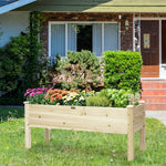 Wooden Raised Planter Box, Elevated Garden Bed with Legs & Drainage for Vegetables Flowers Herbs, Standing Garden Planter for Balcony Backyard Patio