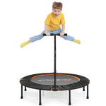 47" Mini Foldable Fitness Trampoline Rebounder Exercise with Adjustable Handrail Padded Cover