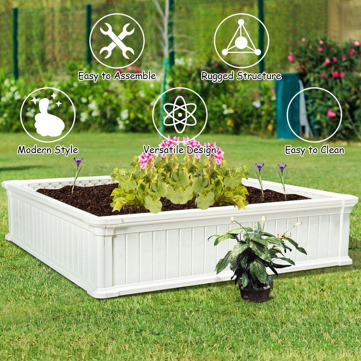 48.5" L x 48.5" W Raised Garden Bed Outdoor Rectangle Plant Box - Bestoutdor