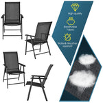 4 Pack Patio Folding Dining Chairs Outdoor Sling Chairs Metal Frame Portable Chairs with Armrests for Lawn Garden Deck Camping Beach