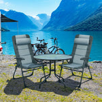 4 Pcs Folding Patio Chair Footstools Set Reclining Outdoor Chair with 7-Position Adjustable Backrest Headrest Mesh Bag