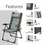 4 Pcs Folding Patio Chair Footstools Set Reclining Outdoor Chair with 7-Position Adjustable Backrest Headrest Mesh Bag