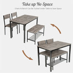 4 Piece Modern Dining Table Set Kitchen Table with 2 Chairs & Storage Rack Bench