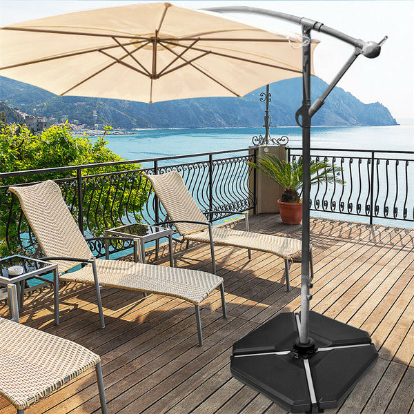 4 Piece Cantilever Offset Umbrella Base Weight, 195lbs Sand-Water Filled Umbrella Weight Plate for Poolside, Backyard, Garden