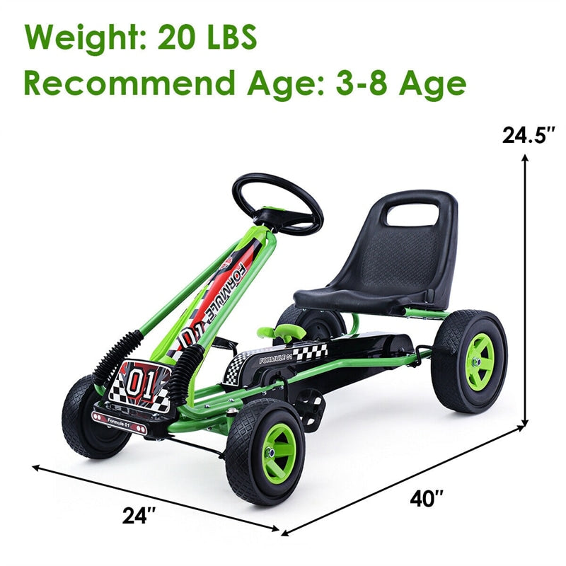 Kids Go Kart, 4 Wheeled Ride On Pedal Car, Racer for 3 Years, for newest Boys and Girls