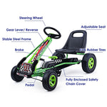 Kids Pedal Go Kart, 4-Wheel Off-Road Pedal Go Cart with Adjustable Seat, Safety Brakes, Steering Wheel, Racer Ride-On Pedal Car for Boys & Girls