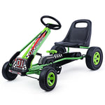 Kids Pedal Go Kart, 4-Wheel Off-Road Pedal Go Cart with Adjustable Seat, Safety Brakes, Steering Wheel, Racer Ride-On Pedal Car for Boys & Girls