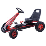 Kids Pedal Go Kart, 4-Wheel Off-Road Pedal Go Cart with Adjustable Seat, Safety Brakes, Steering Wheel, Racer Ride-On Pedal Car for Boys & Girls