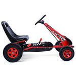 Kids Pedal Go Kart, 4-Wheel Off-Road Pedal Go Cart with Adjustable Seat, Safety Brakes, Steering Wheel, Racer Ride-On Pedal Car for Boys & Girls