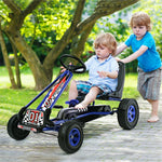 Kids Pedal Go Kart, 4-Wheel Off-Road Pedal Go Cart with Adjustable Seat, Safety Brakes, Steering Wheel, Racer Ride-On Pedal Car for Boys & Girls