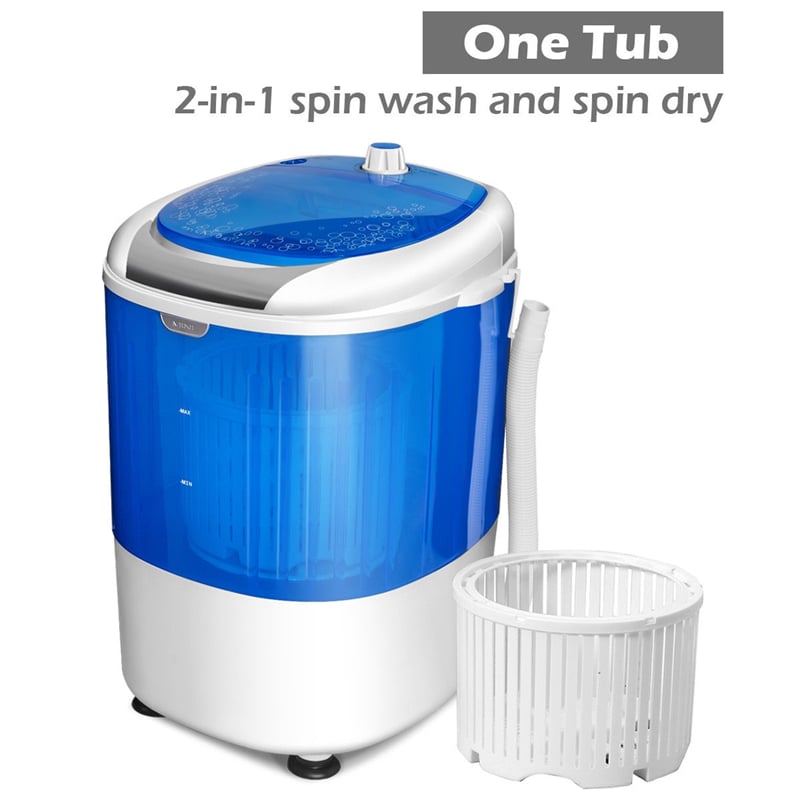 Mini Washer & Spinner Combo with Single Tub, 5.5 Lbs Compact Portable Washing Machine for Home, Apartments, Dorms, RVs