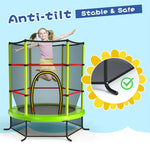 55" Round Kids Trampoline Outdoor Indoor Toddler Trampoline Bouncing Jumping Mat with Safety Enclosure Net