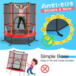 55" Round Kids Trampoline Outdoor Indoor Toddler Trampoline Bouncing Jumping Mat with Safety Enclosure Net