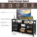 58" Fireplace TV Stand for TVs up to 65", Farmhouse Entertainment Center Wood Media Console with 2 Cabinets & 4 Shelves for 18" Fireplace