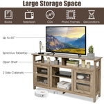 58" Fireplace TV Stand for TVs up to 65", Farmhouse Entertainment Center Wood Media Console with 2 Cabinets & 4 Shelves for 18" Fireplace