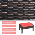 5 Pcs Rattan Patio Furniture Set Conversation Sofa Coffee Table Set with Cushioned Sofas & Ottomans