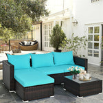 5 Piece Wicker Outdoor Sectional Sofa Rattan Patio Conversation Set with Coffee Table & Cushions