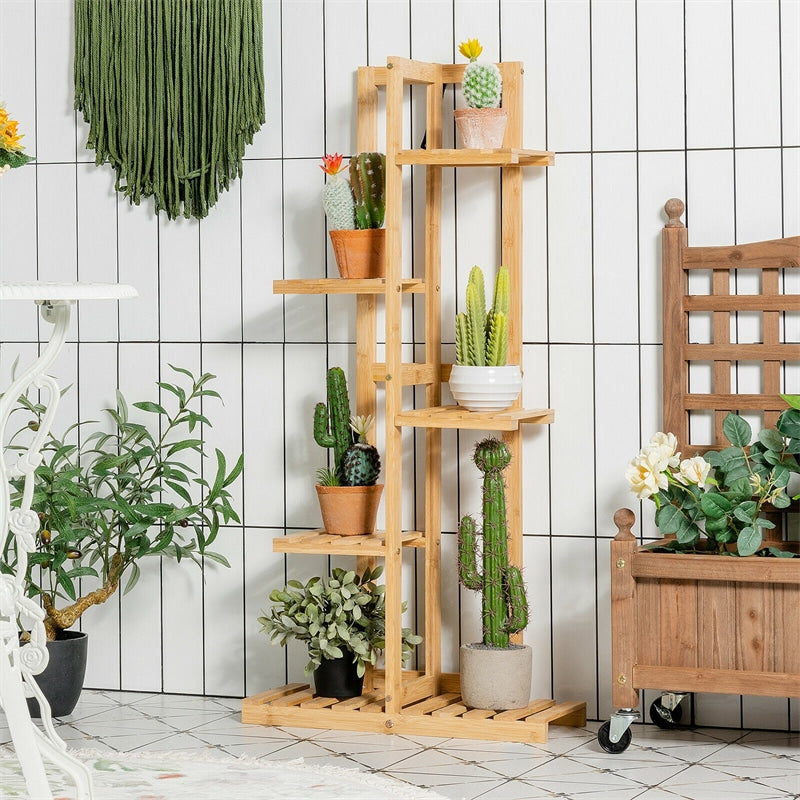 5 Tier 6 Potted Bamboo Plant Stand Rack Multiple Flower Pot Holder Shelf