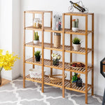 5 Tier Multifunctional Bamboo Shelf Rock Plant Display Stand (12 Pots) - Bestoutdor