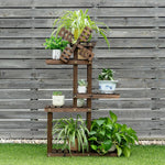 5 Tier Wood Plant Stand Flower Pot Holder with Windmill