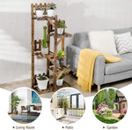 5 Tier Wood Plant Stand Flower Display Shelf Multifunctional Outdoor Storage Rack