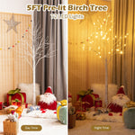 5ft Lighted White Twig Birch Artificial Christmas Tree with 72 LED Lights