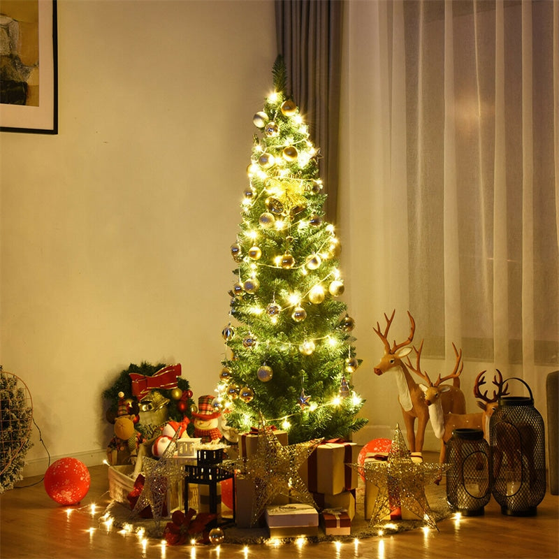 5ft PVC Artificial Slim Pencil Christmas Tree with Metal Stand