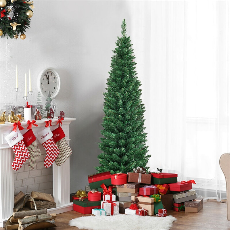 5ft PVC Artificial Slim Pencil Christmas Tree with Metal Stand