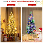 5FT Pre-Lit Snow Flocked Christmas Tree with 140 Multicolor LED Lights, 9 Lighting Modes, Remote Controller, 279 PVC Branch Tips for Indoor Decor