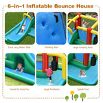 Inflatable Water Slide 6 in 1 Giant Jumping Bounce House Splash Pool Water Park with Crawling Tunnel, Pendulum for Kids Backyard Fun