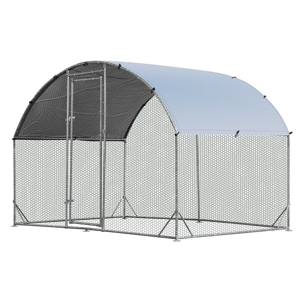 6.2ft Metal Chicken Coop Walk-in Chicken Run Dome Poultry Cage Galvanized Outdoor Hen Run House Rabbits Cage with Waterproof Cover