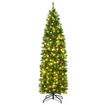 6.5ft Pre-lit Hinged Pencil Artificial Christmas Tree with LED Lights