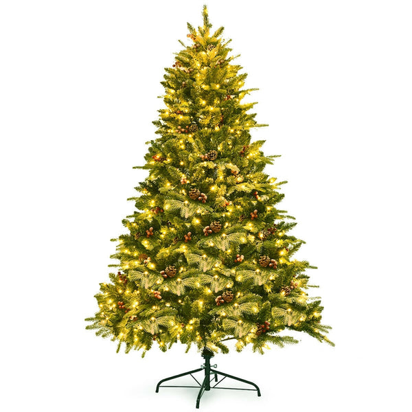 6.5ft Pre-lit Snow Flocked Hinged Artificial Christmas Tree with 450 LED Lights