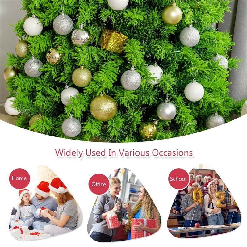 6.5FT Green Flocked Artificial Christmas Tree Unlit Hinged Xmas Tree with Premium 924 PVC Branch Tips & Metal Stand