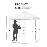 6.6ft x 6.6ft Pop-up Canopy Tent Height Adjustable Commercial Canopy Outdoor Camping Sun Shelter with Roller Bag & 4 Weight Bags